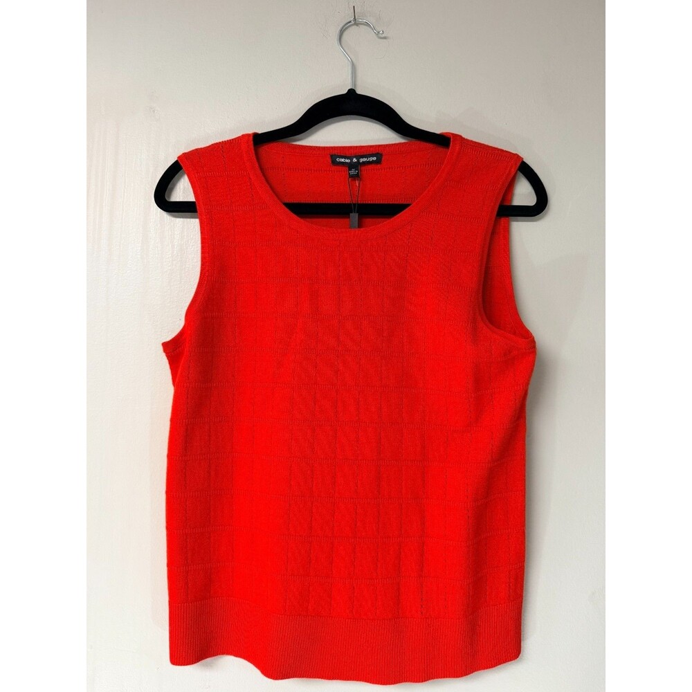 Cable & Gauge Womens M Orange Rayon Blend Sleeveless Sweater Shell Top